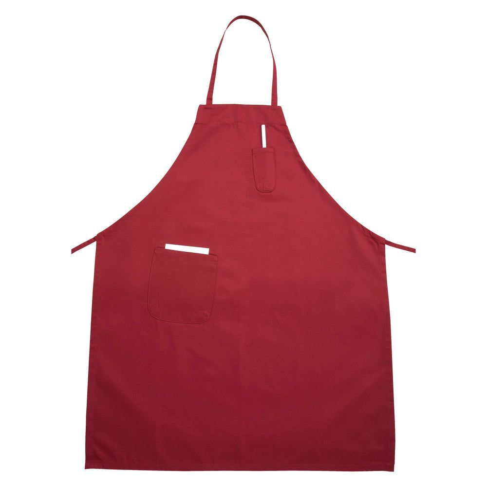 Winco Cotton/poly Blend Red Full-length Bib Apron With Pocket, 33 X 26 Inch -- 12 Per Case