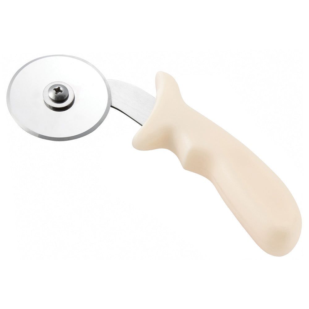 Winco Stainless Steel Pizza Cutter With White Polypropylene Handle, 2 1/2 Inch Dia. -- 12 Per Case