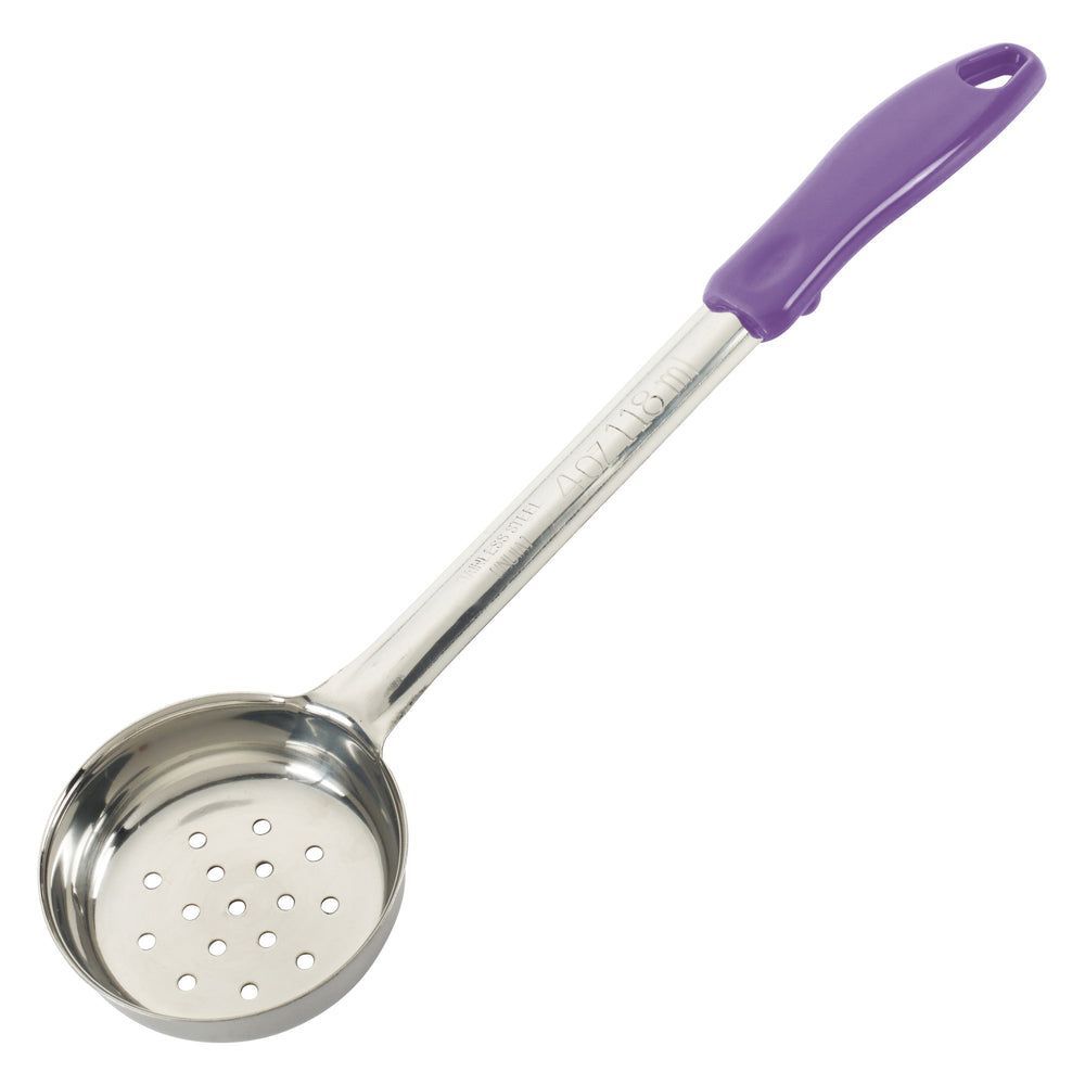 Winco Stainless Steel One Piece Allergen Free Perforated Food Portioner With Purple Handle, 4 Ounce Capacity -- 12 Per Case
