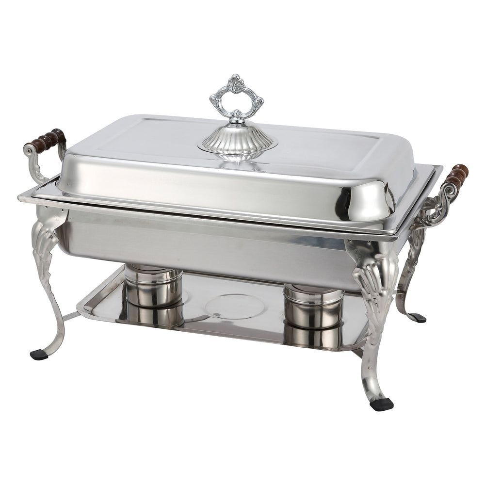 Winco Crown Medium Weight Stainless Steel Rectangle Full Size Chafer, 8 Quart Capacity