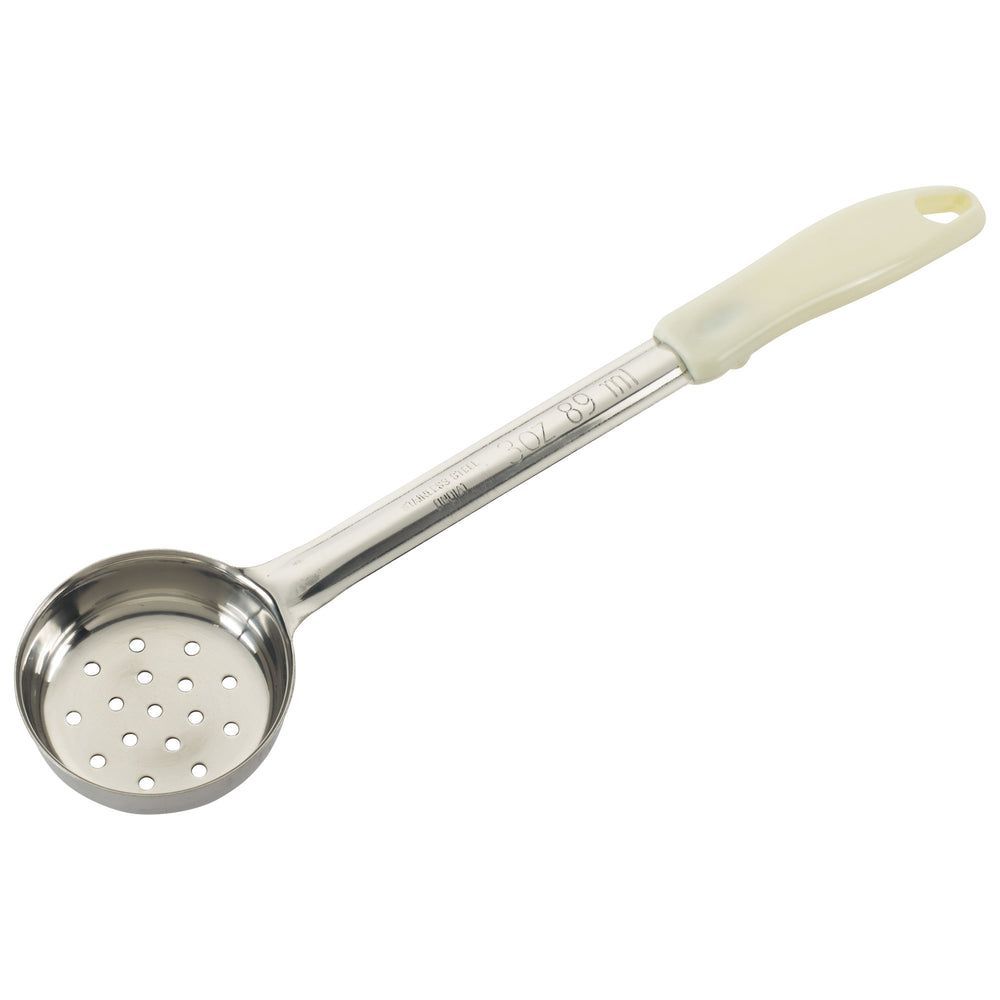 Winco Stainless Steel One Piece Perforated Food Portioner With Ivory Handle, 3 Ounce Capacity