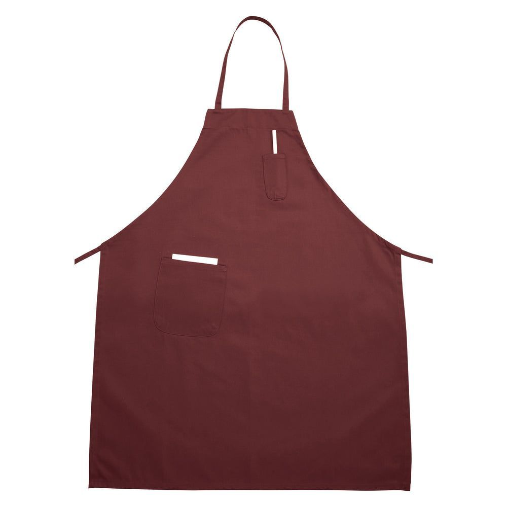 Winco Cotton/poly Blend Burgundy Full-length Bib Apron With Pocket, 33 X 26 Inch