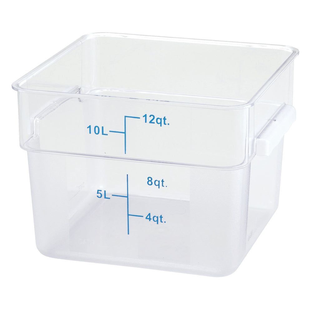 Winco Clear Polycarbonate Square Food Storage Container, 12 Quart Capacity