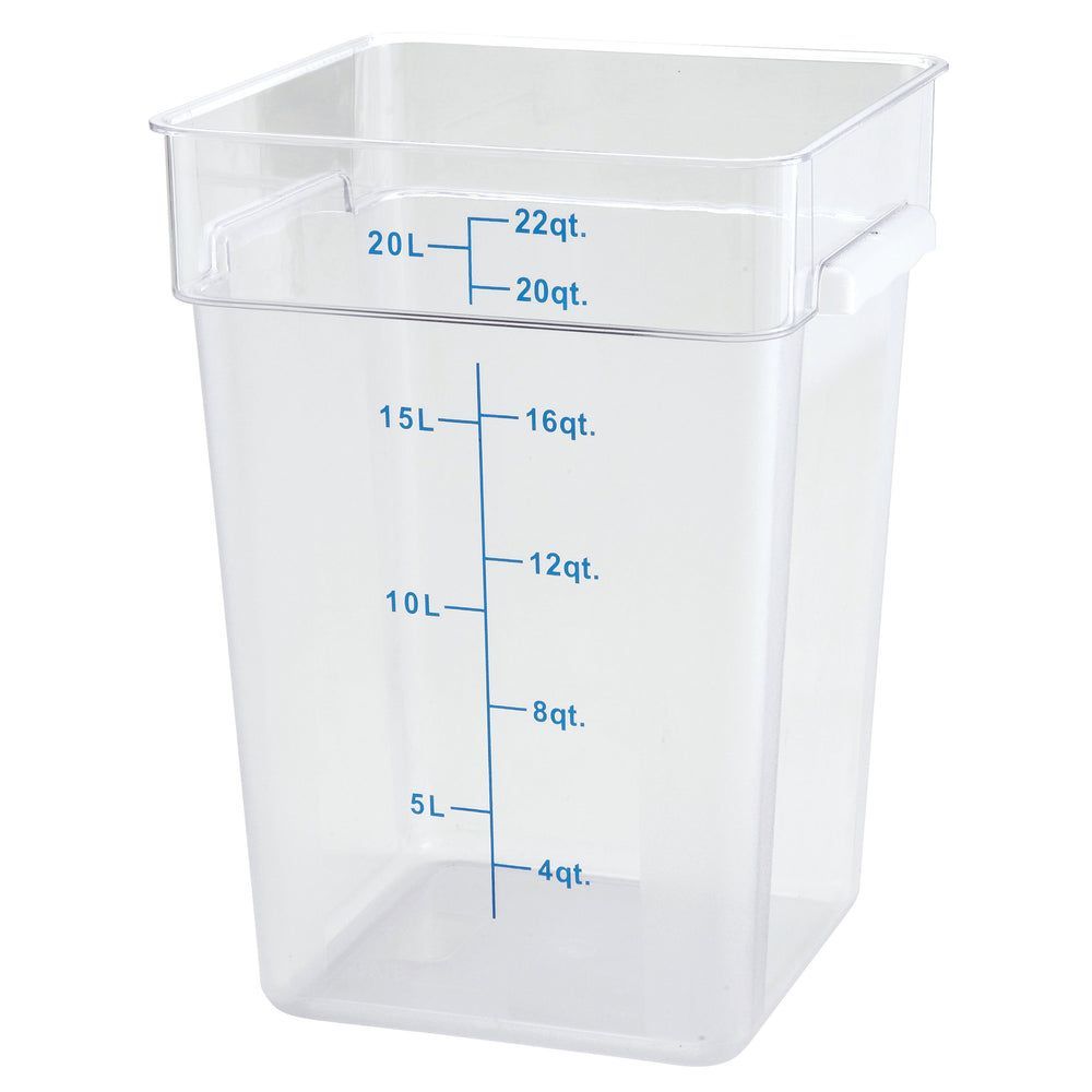 Winco Clear Polycarbonate Square Food Storage Container, 22 Quart Capacity