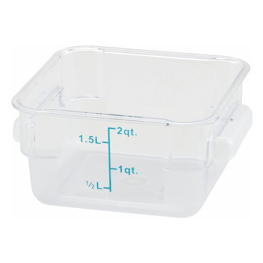 Winco Clear Polycarbonate Square Food Storage Container, 2 Quart Capacity