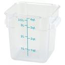 Winco Polycarbonate Square Clear Food Storage Container, 4 Quart.