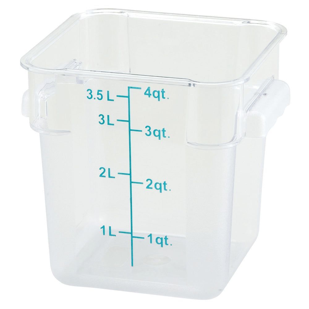 Winco Clear Polycarbonate Square Food Storage Container, 4 Quart Capacity