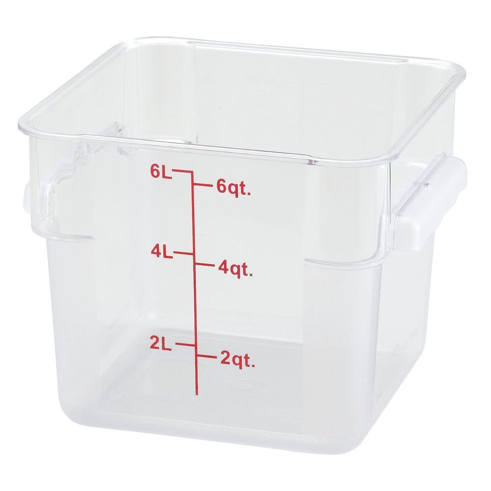 Winco Clear Polycarbonate Square Food Storage Container, 6 Quart Capacity