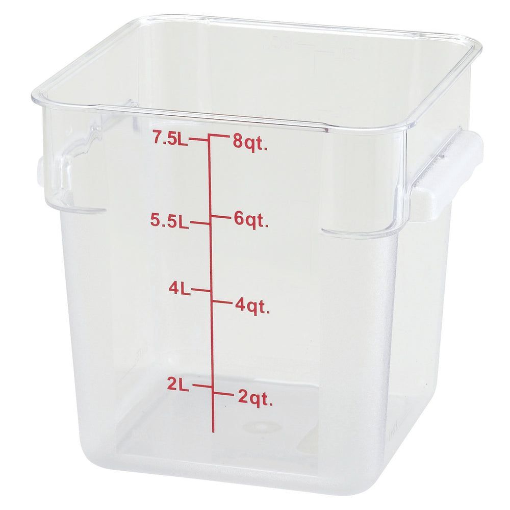 Winco Clear Polycarbonate Square Food Storage Container, 8 Quart Capacity