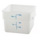 Winco Square White Food Storage Container, 12 Quart.