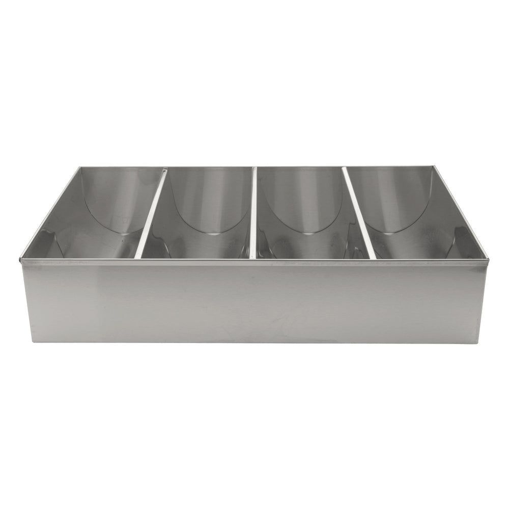 Winco 18/8 Stainless Steel 4-compartment Cutlery Bin, 17.38 X 10.25 X 3.88 Inch