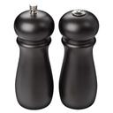 Winco 2 Piece Wooden Black Salt and Pepper Grinder Set, 2 1/4 inch Dia x 6 inch Height -- 12 set per case.