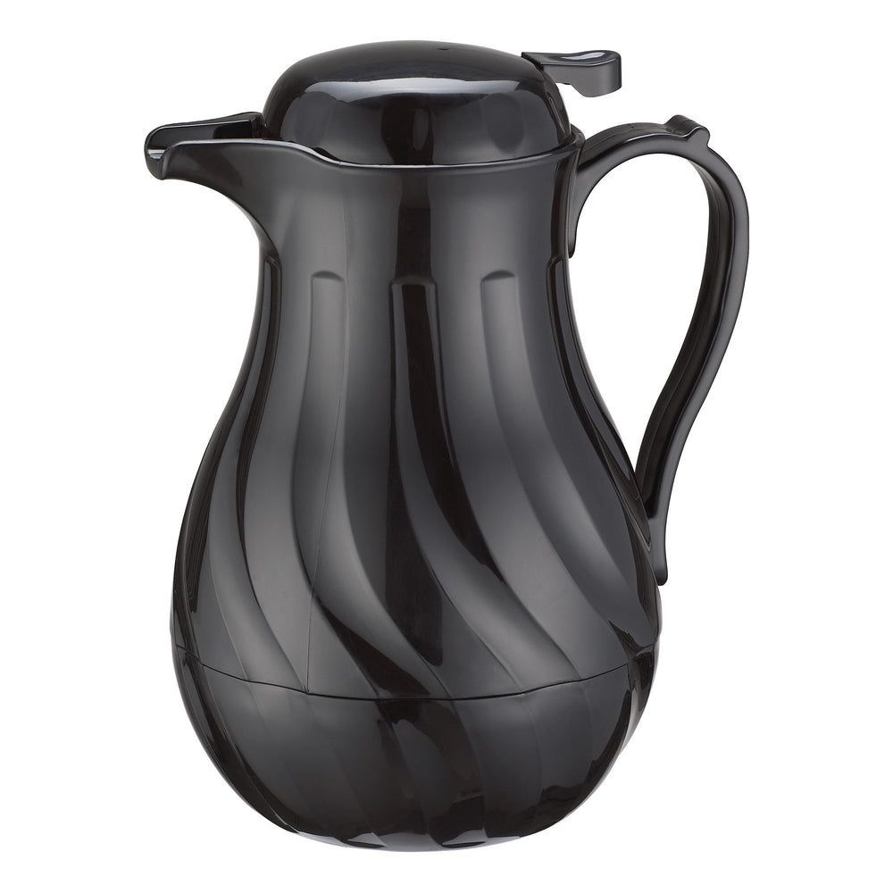 Winco Black Plastic Swirl Push Button Insulated Beverage Server, 42 Ounce Capacity -- 12 Per Case