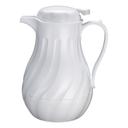 Winco White Swirl Push Button Insulated Beverage Server, 42 Ounce -- 12 per case.