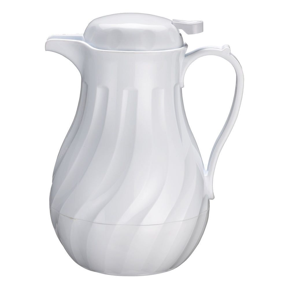 Winco White Plastic Swirl Push Button Insulated Beverage Server, 64 Ounce Capacity -- 6 Per Case
