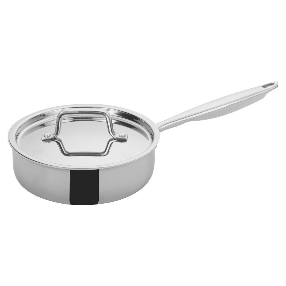 Winco Tri Gen Triply Stainless Steel Saute Pan With Cover, 2 Quart -- 6 Per Case