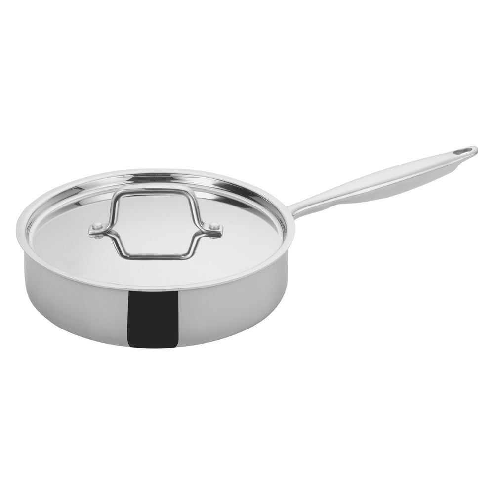 Winco Tri Gen Triply Stainless Steel Saute Pan With Cover, 3 Quart -- 6 Per Case