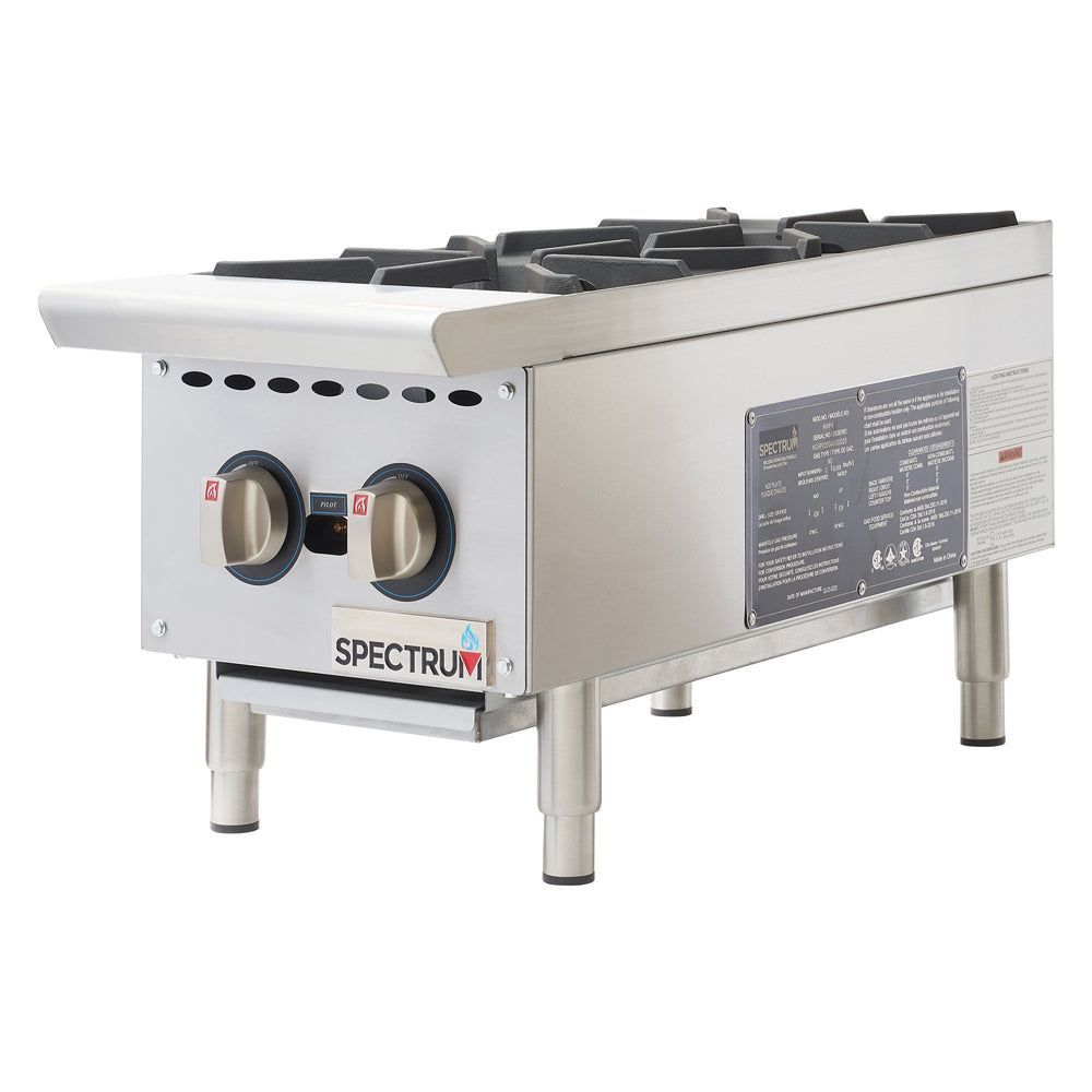 Winco Stainless Steel Spectrum 2 Burner Natural / Lp Gas Hot Plate, 12 Inch