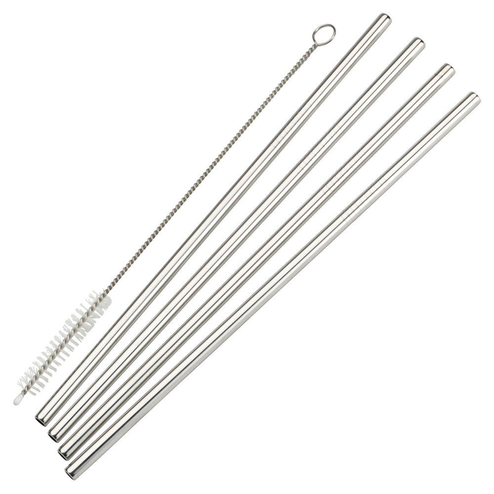 Winco 18/8 Stainless Steel Straight Drinking Straw Set, 1/4 X 1/4 X 8 1/2 Inch -- 48 Set Per Case