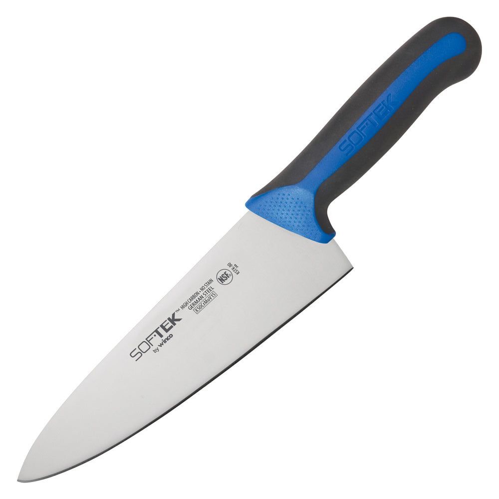 Winco Sof-tek Wide Chef Knife With Soft Grip Handle, 8 Inch Blade