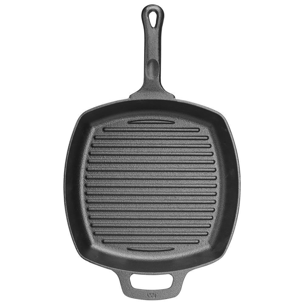 Winco Fireiron Cast Iron Pre-seasoned Square Grill Pan With Helper Handle, 10.5 X 10.5 X 1.88 Inch -- 4 Per Case