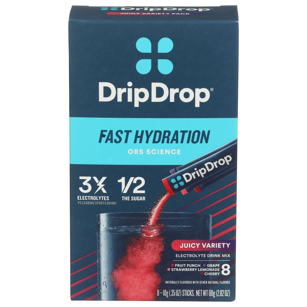 Drip Drop Juicy Variety Electrolyte Drink Mix, 2.82 Ounce -- 8 Per Case
