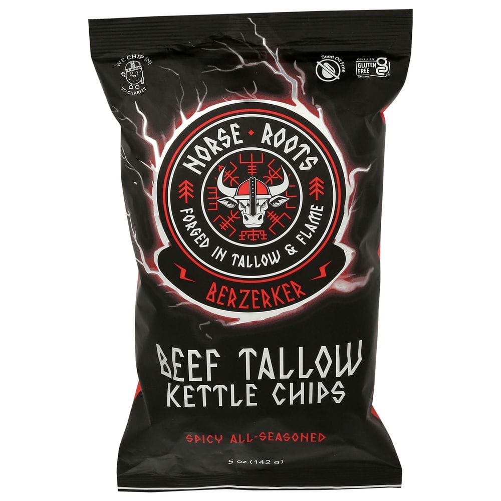 Norse Roots Berzerker Spicy All-seasoned Flavor Beef Tallow Kettle Chips, 5 Ounce -- 12 Per Case