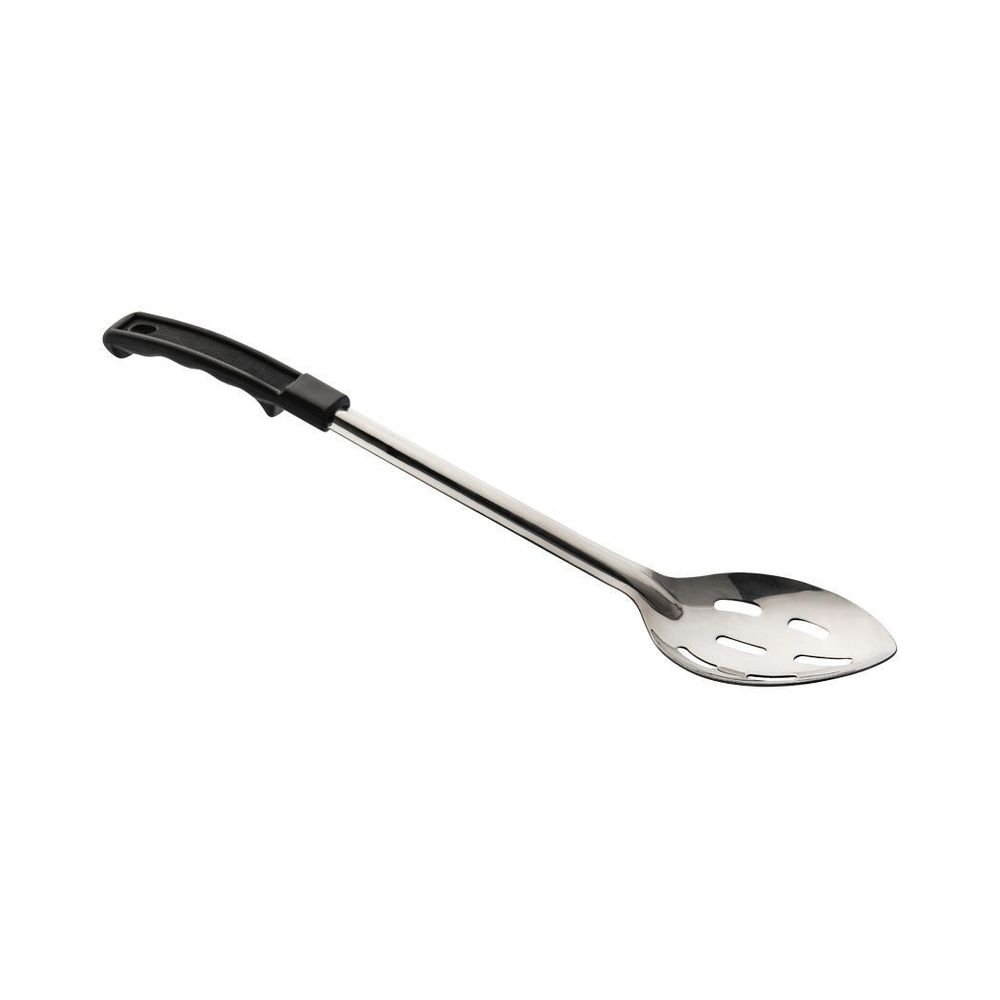 Conventional Stainless Steel 1.5 mm Thickness Slotted Serving Spoon with Polypropylene Black Handle