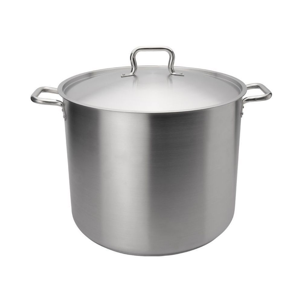 Browne Elements Stainless Steel Stock Pot With Cover, 32 Quart Capacity