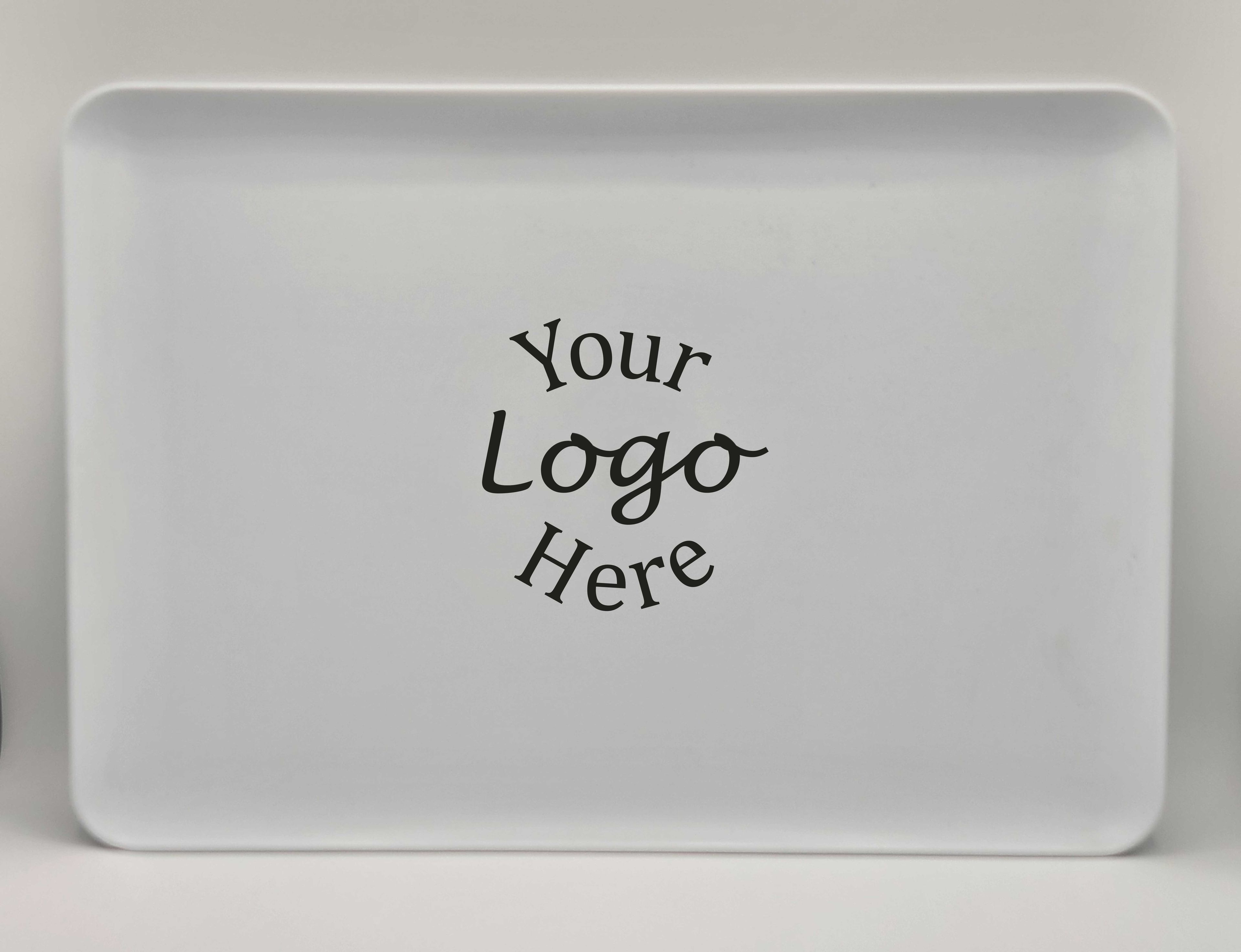Lesko 12 X 18 High Impact Polystyrene White Serving Tray With 1 Color Custom Logo -- 12 Per Case