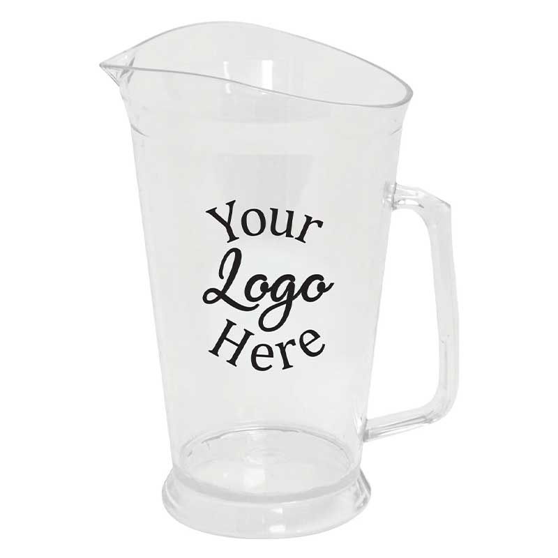Lesko Clear Crystal Styrene Pitcher With 2 Color Custom Logo, 60 Ounce -- 12 Per Case