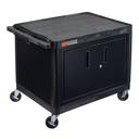 Luxor Black 2 Large Shelves Cabinet AV Cart with Electric Assembly, 32 x 24 x 27 inch Height