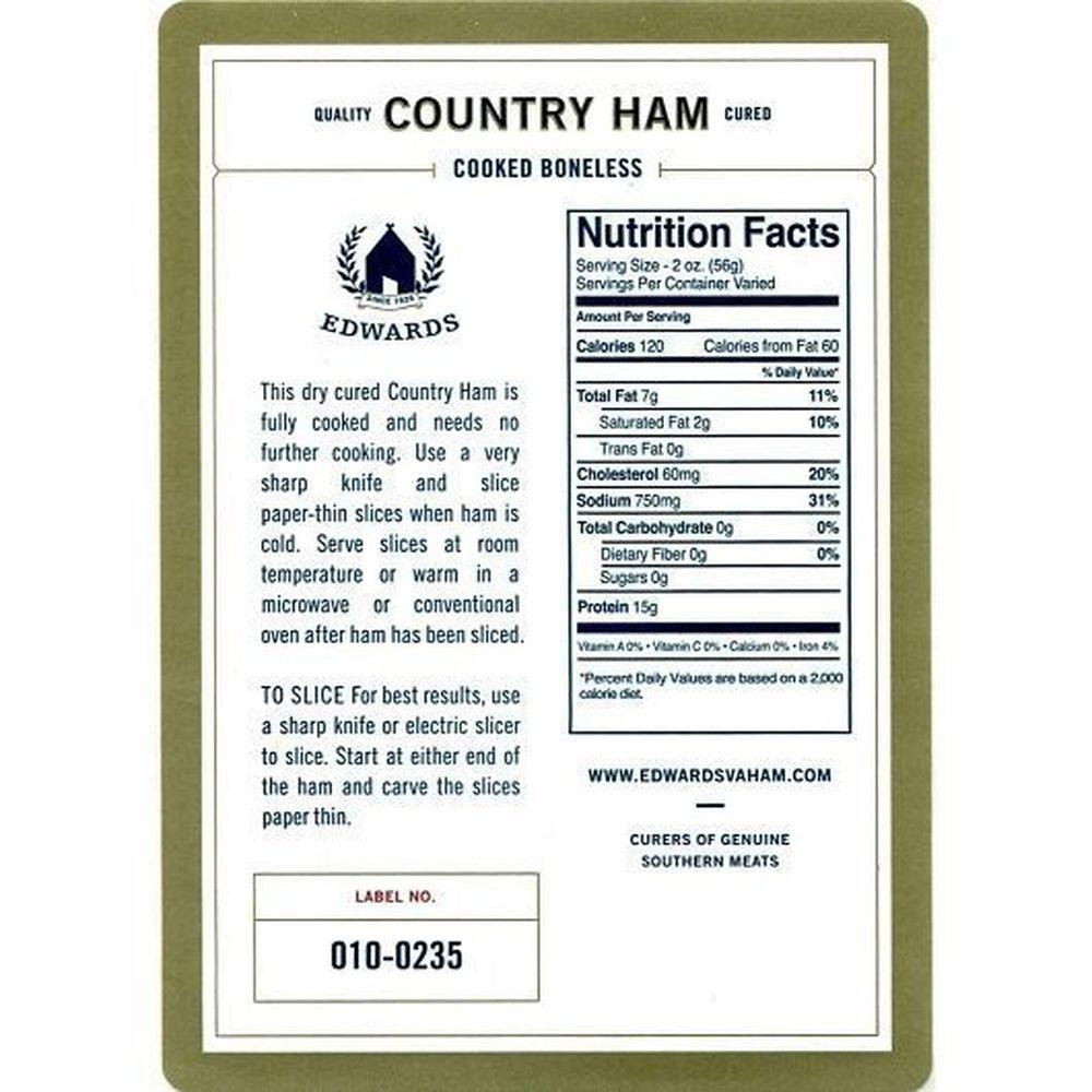Edwards Smokehouse Whole Boneless Cooked Country Ham | FoodServiceDirect