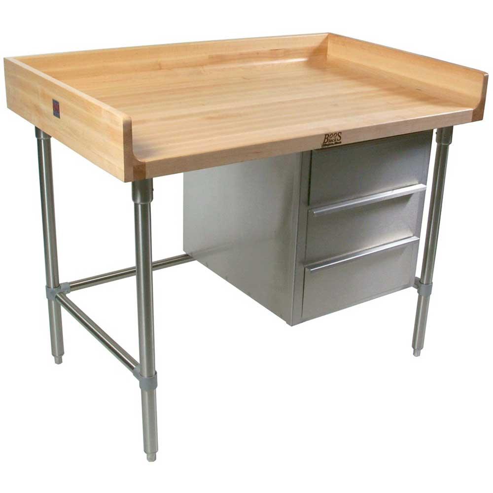 John Boos Penetrating Oil Finish Maple Top Bakers Table with 4 inch ...